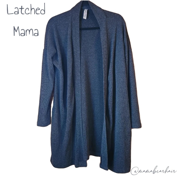 Latched Mama Sweaters - Latched Mama Sweater | Ribbed Plush Cardigan with Pockets Dark Grey Women's M